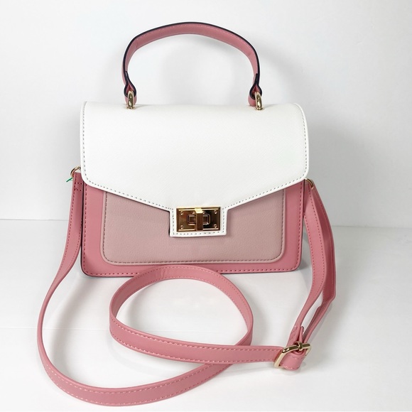 Aldo Handbags - Aldo Pink White Top Handle Turn Lock Crossbody Bag NWOT